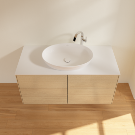 Тумба під раковину Villeroy & Boch Finion 120х50,1 см із підсвічуванням МДФ шпон дуба/скло біле матове G91100PC