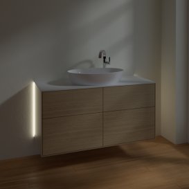 Тумба під раковину Villeroy & Boch Finion 120х50,1 см із підсвічуванням МДФ шпон дуба/скло біле матове G91100PC