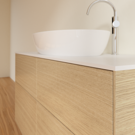 Тумба під раковину Villeroy & Boch Finion 120х50,1 см із підсвічуванням МДФ шпон дуба/скло біле матове G91100PC