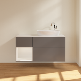 Тумба під раковину Villeroy & Boch Finion 120х50,1 см із підсвічуванням МДФ антрацит матовий лак/скло біле матове F921GFGK