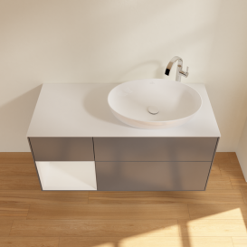 Тумба під раковину Villeroy & Boch Finion 120х50,1 см із підсвічуванням МДФ антрацит матовий лак/скло біле матове F921GFGK