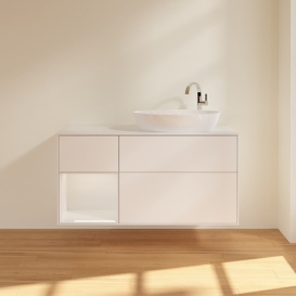 Тумба під раковину Villeroy & Boch Finion 120х50,1 см із підсвічуванням МДФ білий матовий лак/скло біле матове F921GFMT