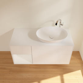 Тумба під раковину Villeroy & Boch Finion 120х50,1 см із підсвічуванням МДФ білий матовий лак/скло біле матове F921GFMT