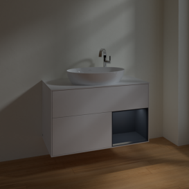 Тумба под раковину Villeroy & Boch Finion 100х50,1 см с подсветкой МДФ белый матовый лак/стекло белое матовое F901HGMT