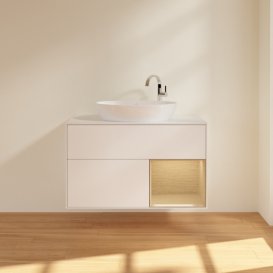 Тумба під раковину Villeroy & Boch Finion 100х50,1 см із підсвічуванням МДФ білий матовий лак/скло біле матове F901PCMT