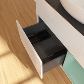 Тумба под раковину Villeroy & Boch Finion 100х50,1 см с подсветкой МДФ глянцевый белый лак/стекло черное матовое F902GMGF