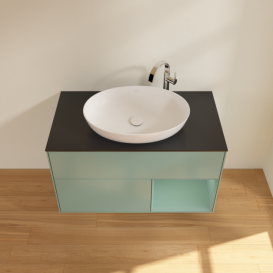 Тумба под раковину Villeroy & Boch Finion 100х50,1 см с подсветкой МДФ оливковый матовый лак/стекло черное матовое F902GMGM