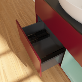 Тумба під раковину Villeroy & Boch Finion 100х50,1 см з підсвічуванням МДФ півонія матовий лак/скло чорне матове F902GMHB