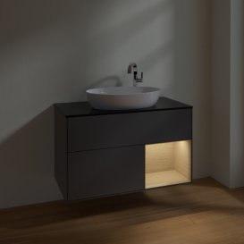 Тумба под раковину Villeroy & Boch Finion 100х50,1 см с подсветкой МДФ антрацит матовый лак/стекло черное матовое F902PCGK
