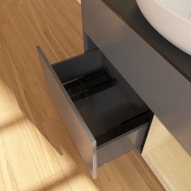 Тумба под раковину Villeroy & Boch Finion 100х50,1 см с подсветкой МДФ антрацит матовый лак/стекло черное матовое F902PCGK