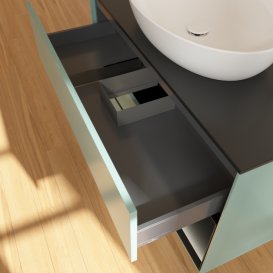 Тумба под раковину Villeroy & Boch Finion 100х50,1 см с подсветкой МДФ оливковый матовый лак/стекло черное матовое F902PDGM