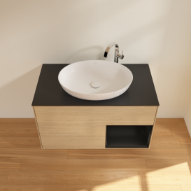 Тумба под раковину Villeroy & Boch Finion 100х50,1 см с подсветкой МДФ шпон дуба/стекло черное матовое F902PDPC