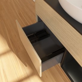 Тумба под раковину Villeroy & Boch Finion 100х50,1 см с подсветкой МДФ шпон дуба/стекло черное матовое F902PDPC