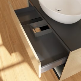 Тумба под раковину Villeroy & Boch Finion 100х50,1 см с подсветкой МДФ шпон дуба/стекло черное матовое F902PDPC