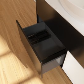 Тумба под раковину Villeroy & Boch Finion 100х50,1 см с подсветкой МДФ черный матовый лак/стекло белое матовое G901GFPD