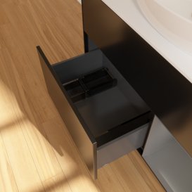 Тумба под раковину Villeroy & Boch Finion 100х50,1 см с подсветкой МДФ черный матовый лак/стекло белое матовое G901GKPD