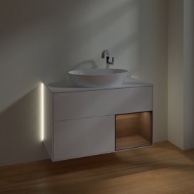 Тумба под раковину Villeroy & Boch Finion 100х50,1 см с подсветкой МДФ белый матовый лак/стекло белое матовое G901GNMT