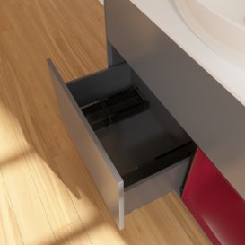 Тумба під раковину Villeroy & Boch Finion 100х50,1 см з підсвічуванням антрацит матовий лак/скло біле матове G901HBGK