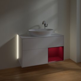 Тумба під раковину Villeroy & Boch Finion 100х50,1 см із підсвічуванням МДФ білий матовий лак/скло біле матове G901HBMT
