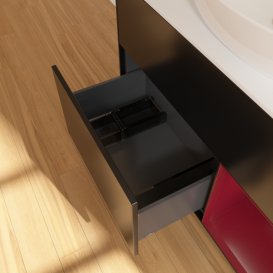 Тумба під раковину Villeroy & Boch Finion 100х50,1 см із підсвічуванням МДФ чорний матовий лак/скло біле матове G901HBPD