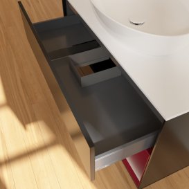 Тумба під раковину Villeroy & Boch Finion 100х50,1 см із підсвічуванням МДФ чорний матовий лак/скло біле матове G901HBPD