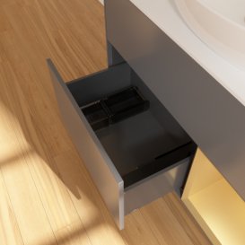 Тумба під раковину Villeroy & Boch Finion 100х50,1 см з підсвічуванням антрацит матовий лак/скло біле матове G901HFGK