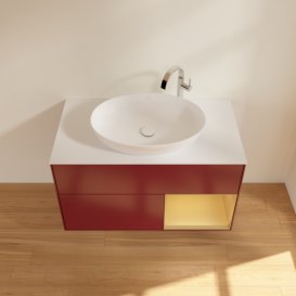 Тумба под раковину Villeroy & Boch Finion 100х50,1 см с подсветкой МДФ пион матовый лак/стекло белое матовое G901HFHB