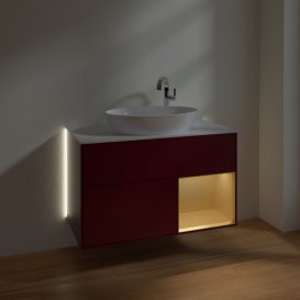 Тумба под раковину Villeroy & Boch Finion 100х50,1 см с подсветкой МДФ пион матовый лак/стекло белое матовое G901HFHB