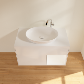 Тумба под раковину Villeroy & Boch Finion 100х50,1 см с подсветкой МДФ глянцевый белый лак/стекло белое матовое G901MTGF