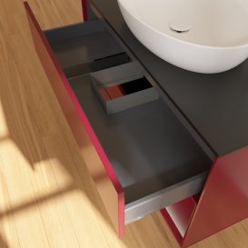 Тумба під раковину Villeroy & Boch Finion 100х50,1 см з підсвічуванням МДФ півонія матовий лак/скло чорне матове G902HBHB