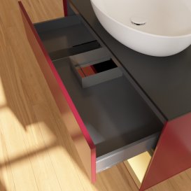 Тумба під раковину Villeroy & Boch Finion 100х50,1 см з підсвічуванням МДФ півонія матовий лак/скло чорне матове G902HFHB