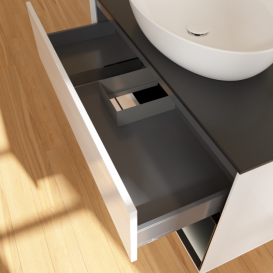 Тумба под раковину Villeroy & Boch Finion 100х50,1 см с подсветкой МДФ глянцевый белый лак/стекло черное матовое G902PDGF