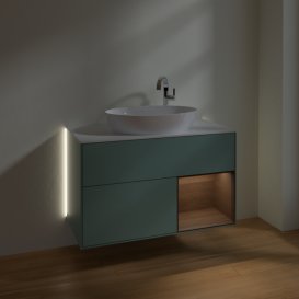 Тумба под раковину Villeroy & Boch Finion 100х50,1 см с подсветкой МДФ оливковый матовый лак/стекло белое матовое G901GNGM