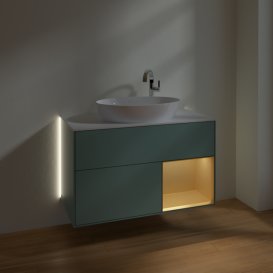 Тумба під раковину Villeroy & Boch Finion 100х50,1 см із підсвічуванням МДФ оливковий матовий лак/скло біле матове G901HFGM