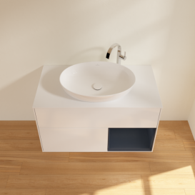 Тумба под раковину Villeroy & Boch Finion 100х50,1 см с подсветкой МДФ глянцевый белый лак/стекло белое матовое G901HGGF