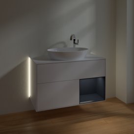 Тумба под раковину Villeroy & Boch Finion 100х50,1 см с подсветкой МДФ глянцевый белый лак/стекло белое матовое G901HGGF