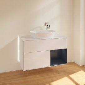 Тумба под раковину Villeroy & Boch Finion 100х50,1 см с подсветкой МДФ глянцевый белый лак/стекло белое матовое G901HGGF
