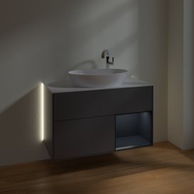 Тумба под раковину Villeroy & Boch Finion 100х50,1 см с подсветкой МДФ антрацит матовый лак/стекло белое матовое G901HGGK