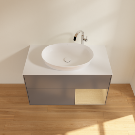 Тумба под раковину Villeroy & Boch Finion 100х50,1 см с подсветкой МДФ антрацит матовый лак/стекло белое матовое G901PCGK