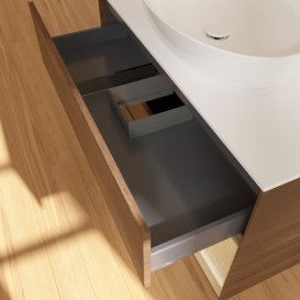 Тумба под раковину Villeroy & Boch Finion 100х50,1 см с подсветкой МДФ шпон грецкого ореха/стекло белое матовое G901PCGN