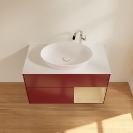 Тумба под раковину Villeroy & Boch Finion 100х50,1 см с подсветкой МДФ пион матовый лак/стекло белое матовое G901PCHB