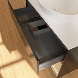 Тумба под раковину Villeroy & Boch Finion 100х50,1 см с подсветкой МДФ черный матовый лак/стекло белое матовое G901PCPD