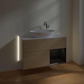 Тумба під раковину Villeroy & Boch Finion 100х50,1 см із підсвічуванням МДФ шпон дуба/скло біле матове G901PDPC