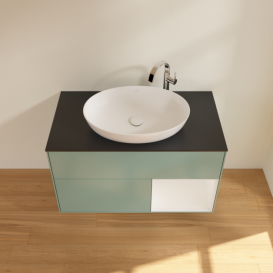 Тумба под раковину Villeroy & Boch Finion 100х50,1 см с подсветкой МДФ оливковый матовый лак/стекло черное матовое G902GFGM