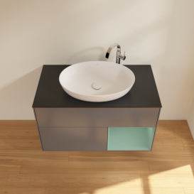 Тумба под раковину Villeroy & Boch Finion 100х50,1 см с подсветкой МДФ антрацит матовый лак/стекло черное матовое G902GMGK