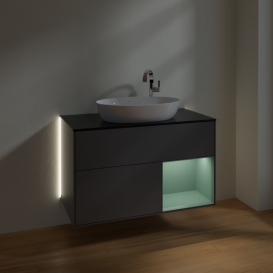 Тумба под раковину Villeroy & Boch Finion 100х50,1 см с подсветкой МДФ антрацит матовый лак/стекло черное матовое G902GMGK