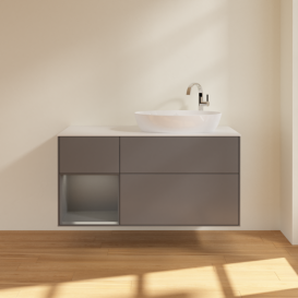 Тумба під раковину Villeroy & Boch Finion 120х50,1 см із підсвічуванням МДФ антрацит матовий лак/скло біле матове F921GKGK