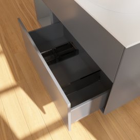 Тумба під раковину Villeroy & Boch Finion 120х50,1 см із підсвічуванням МДФ антрацит матовий лак/скло біле матове F921GKGK