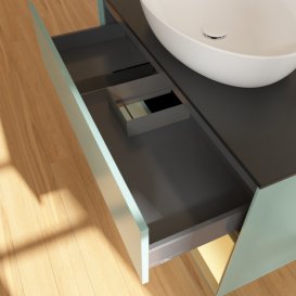 Тумба під раковину Villeroy & Boch Finion 100х50,1 см із підсвічуванням МДФ оливковий матовий лак/скло чорне матове G902HFGM