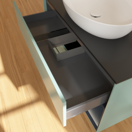 Тумба під раковину Villeroy & Boch Finion 100х50,1 см із підсвічуванням МДФ оливковий матовий лак/скло чорне матове G902HGGM